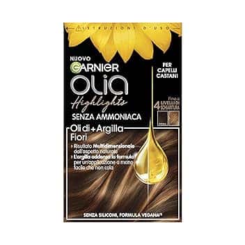 Garnier Olia Highlights, Fino a 4 Livelli di Schiaritura, Per Capelli Castani, Formula con Oli di Fiore + Argilla, Formula Vegana, Senza Ammoniaca