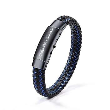 VGWON Bracciale per Papà, Bracciale Regolabile In Pelle Intrecciata Blu con Incisione Laser, Regalo di Natale per Papa, Regalo per la Festa del Papà, Regali di Compleanno