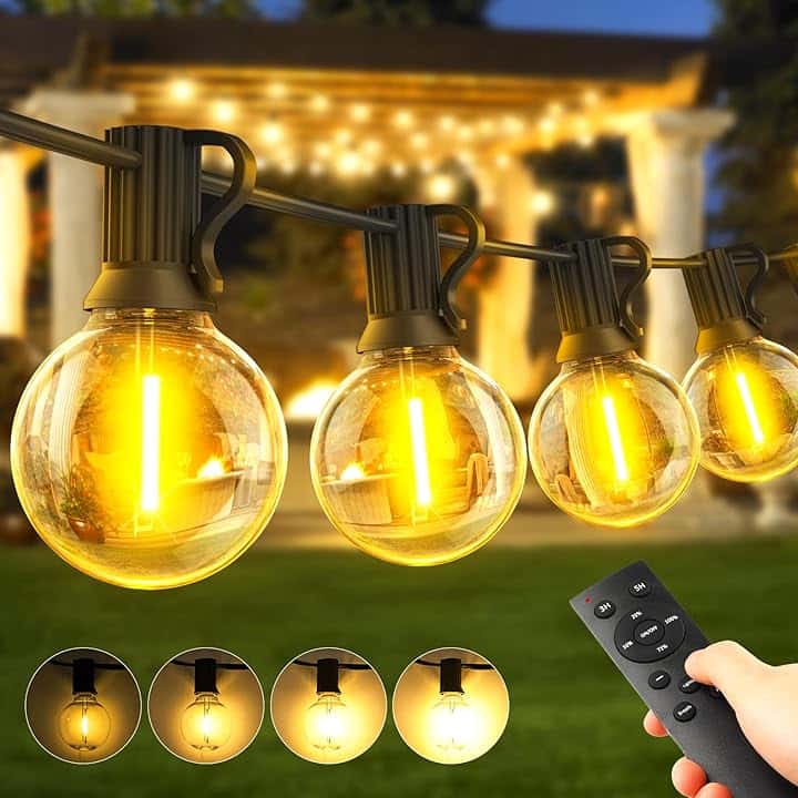 30 Metri Esterno Luci Giardino Catena - LED Lampadine Luminosa Gazebo Filo Illuminazione Balcone Lucine Terrazzo Luce Lampade Fila Interno Corrente Ghirlanda Serie Campeggio Outdoor Decorative Feste