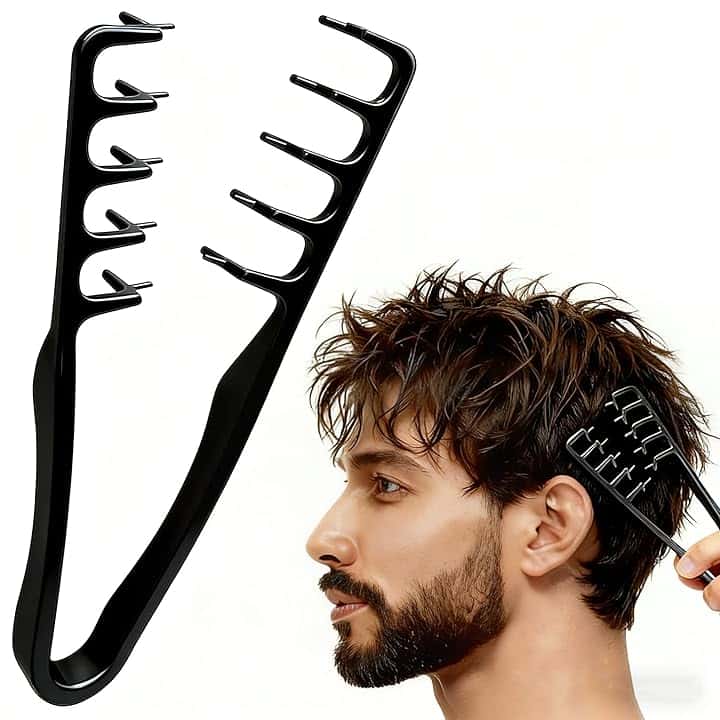 Pettine Denti Larghi,Pettine per Capelli Ricci Texture,Strumento Volumizzante per Radici,Uomini e Donne Accessorio per la Cura Del Parrucchiere,per Coprire le Cuciture Easy Style