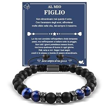 YELUWA Bracciale Mamma E Figlio, Bracciale a Mio Figlio Regalo per Figli, Regalo Compleanno per Figli Blu