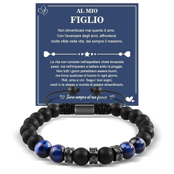 YELUWA Bracciale Mamma E Figlio, Bracciale a Mio Figlio Regalo per Figli, Regalo Compleanno per Figli Blu