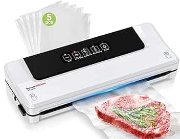 Bonsenkitchen Macchina Sottovuoto per Alimenti 4 in 1 - Macchina Sottovuoto per La Cottura Sottovuoto e La Conservazione di Alimenti Freschi, Con Modalità Vuoto Esterno ISCC PLUS