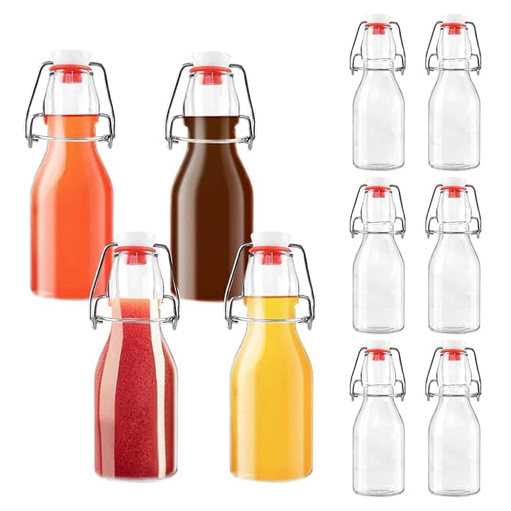 10 bottiglie di vetro 250 ml con tappo ermetico, bottiglia di vetro, bottiglia di vetro trasparente ermetico per bevande, birra, olio, aceto, olio di olive, vinegar, juice, syrup, acqua