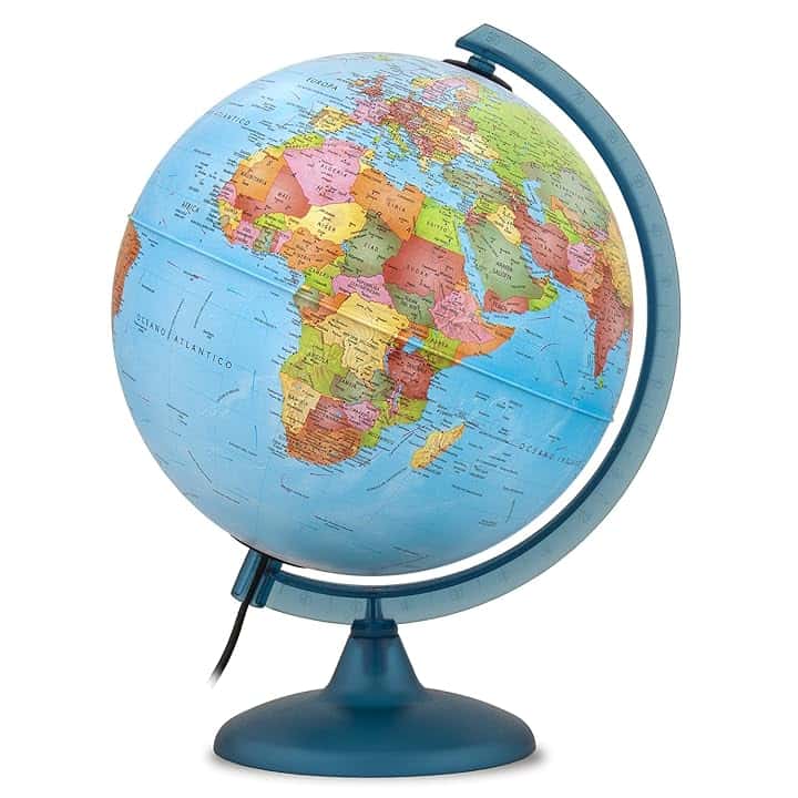 Tecnodidattica Night&Day - Mappamondo con doppia cartografia Politica e Costellazioni celesti, mappamondo accurato in lingua italiana, Diametro 25 cm