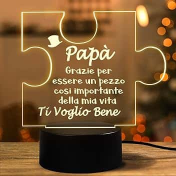 Regalo Festa del Papà, Lampada Regali per Papa Natale Compleanno Festa del Papa Idee Regalo Utile Originali Luce Notturna in Acrilico, Regali per Papà Suocero Lui Uomo