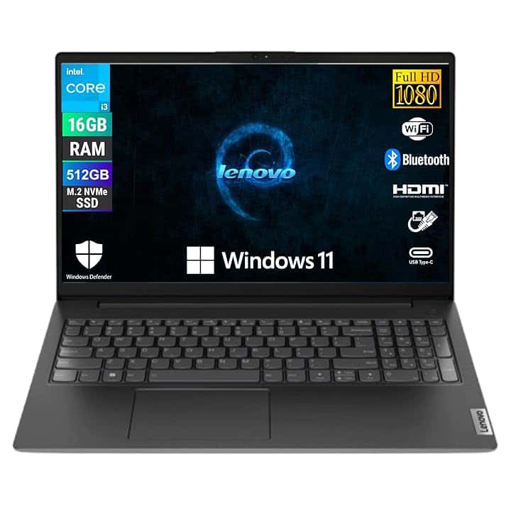 Lenovo, Notebook Pc Portatile, Display 15,6" Full HD, Intel i3-1315U 6 Core 3.3 Ghz, Ram 16 GB DDR4, 512 GB SSD NVMe, Win 11 Pro