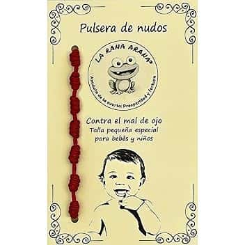 LA RANA ARANA Bracciale 7 nodi per bambini rosso - Filo rosso protezione energia negativa - Contro il malocchio - Amuleto per buona fortuna - Taglia piccola