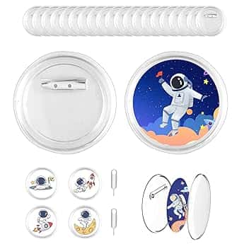 MUZHUPGUZ 20 Pz Spille Personalizzate, Spille Personalizzabili per Bambini, Spille Fai Da Te, Spilla Distintivo Vuoto, Bottoni Badge Trasparenti, Spille Spillette Rotonde per Decorazione Artigianato, Ø 60 mm