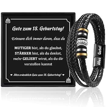 Cheerslife Bracciale in Pelle per Ragazzo, Regalo per 18° Compleanno, Argento, Moderno, Aragosta, Intrecciata