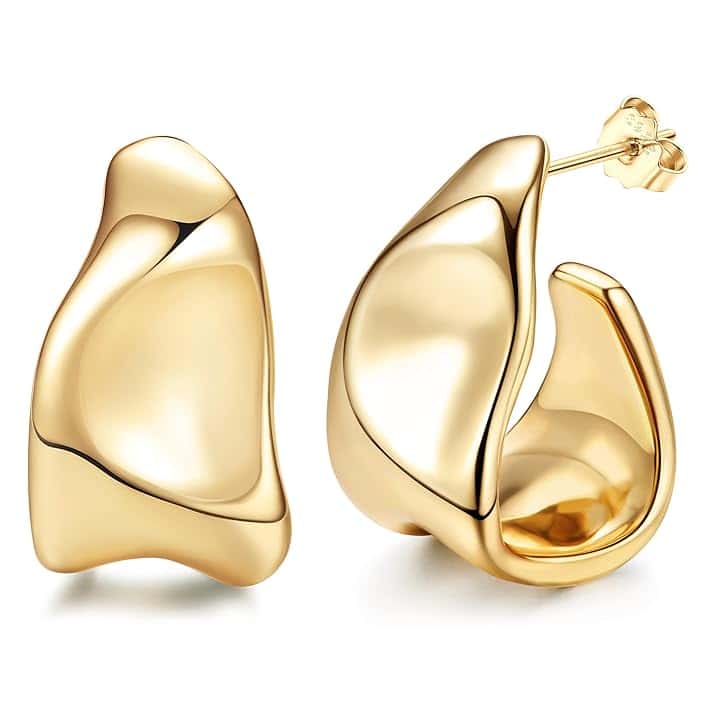 ADRAMATA Orecchini Donna Oro Orecchini Argento 925 Orecchini Cerchio Placcati in Oro 14K Orecchini Goccia Anallergici Orecchini Cerchio Grosso Orecchini Cerchio Oro Argento
