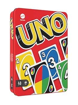 Mattel Games UNO - l'iconico gioco di carte per tutta la famiglia in confezione di metallo da collezione, 112 carte riciclabili per serate di gioco e feste tra amici, giocattolo, 7+ anni, HGB63