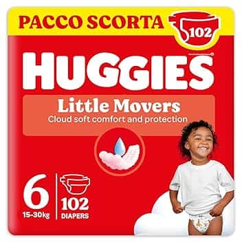 Huggies Little Movers, Pannolini Taglia 6 (16-30 Kg), Design Disney, Pacco Scorta, 102 Pz