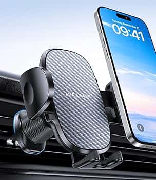 Miracase Porta Cellulare Auto [Gancio Doppio In Metallo] 360° Regolabile Supporto Telefono Auto per Presa D'aria Compatibile con i tutti Smartphones Global Recycled Standard