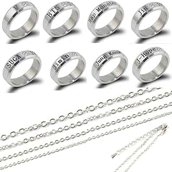 WKxinxuan BTS WKxinxuan Anelli e Collana Gioielleria, 2 Pezzi Gadget Regalo per Fan e Amici