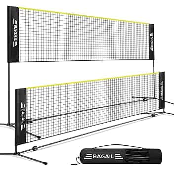 BAGAIL Badminton Net, Rete di Nylon Pieghevole, Supporto regolabile Hieght e Borsa da trasporto portatile, Facile da montare o smontare, Ideale rete sportiva ricreativa per tennis, Badminton.