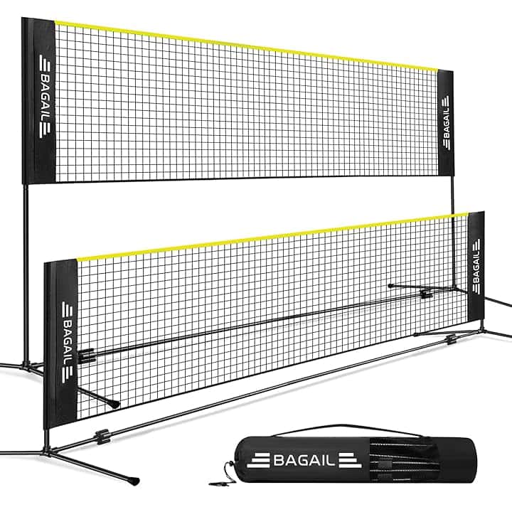 BAGAIL Badminton Net, Rete di Nylon Pieghevole, Supporto regolabile Hieght e Borsa da trasporto portatile, Facile da montare o smontare, Ideale rete sportiva ricreativa per tennis, Badminton.