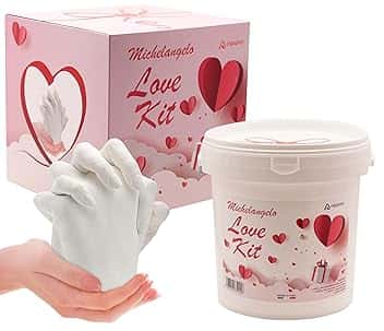 LOVE Kit Calco Mani Coppia Alginato per Calchi, Gesso per Stampi, Stampo Mani Gesso Coppia, Idee Regalo Donna Compleanno, Regali per Lui, Regalo Amica Compleanno, Regalo Anniversario Festa del papà