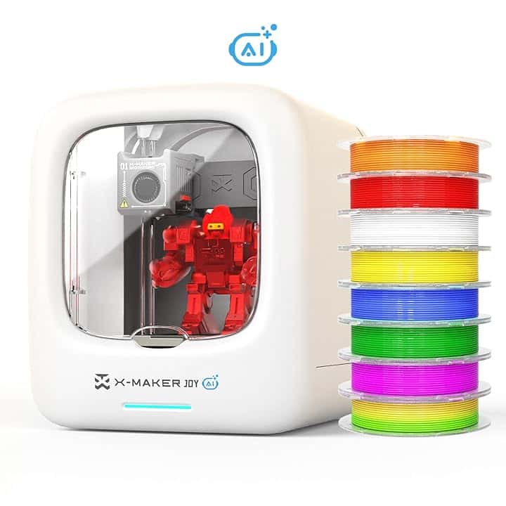 Stampa 3D AI per Bambini, Kit di 8 Filamenti Pla, Funzione Di Design AI, Ampia Libertà per Creare Giocattoli, Velocità Fino A 400 Mm/S, con 16+ Mini Moduli 3D, Controllo tramite App, X-Maker Joy AI+