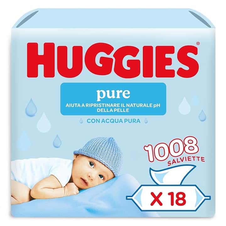 Huggies Pure Baby, Salviette neonato, 99% acqua pura, dermatologicamente testate e delicate,1008 Pz (18 x 56)