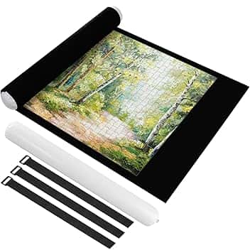 Ainiv Tappeto Puzzle 1500 Pz, Portatile Tappetino Feltro Antiscivolo Arrotolabile, Roll Mat Con Pompa Gonfiabile, Nero
