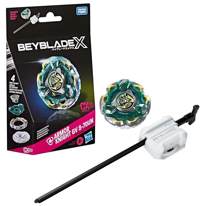 Beyblade X, set Starter Pack Fortress Knight GV 8-70UN CX Infinity con trottola da difesa e lanciatore di Takara Tomy, trottole da combattimento giocattolo, dagli 8 anni in su