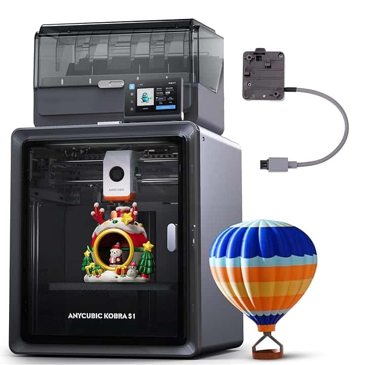 ANYCUBIC Kobra S1 Combo Stampante 3D, Stampa Multicolore, Asciugatura Durante la Stampa, Costruzione CoreXY, Livellamento Automatico LeviQ 3.0, Monitoraggio AI, Lavoro con i Principali Filamenti