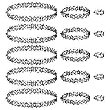 soodyoow Collana per Tatuaggi, 5 Set di Collana Elastica Tatuata Set,Set Collana Girocollo Elastica, (Anelli, Braccialetti, Collane) Collana Vintage alla Moda per Ragazze Donne