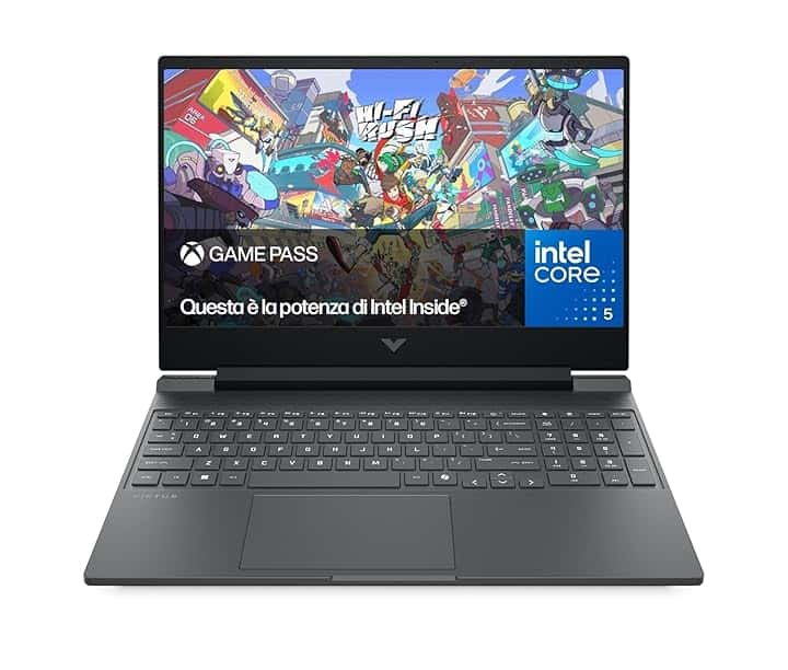 HP Victus 15-fa2003sl Notebook, Intel Core 5-210H, 16GB RAM, 512GB SSD, Display 15.6'' FHD IPS 144Hz, Wi-Fi, Nvidia RTX 5050 8GB, Windows 11, 3 mesi di Game Pass Inclusi, Grigio