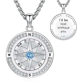 Eusense Bussola Collana in Argento Sterling 925 Bussola Pendente Catena Regalo di Laurea Gioielli per Uomo Donna