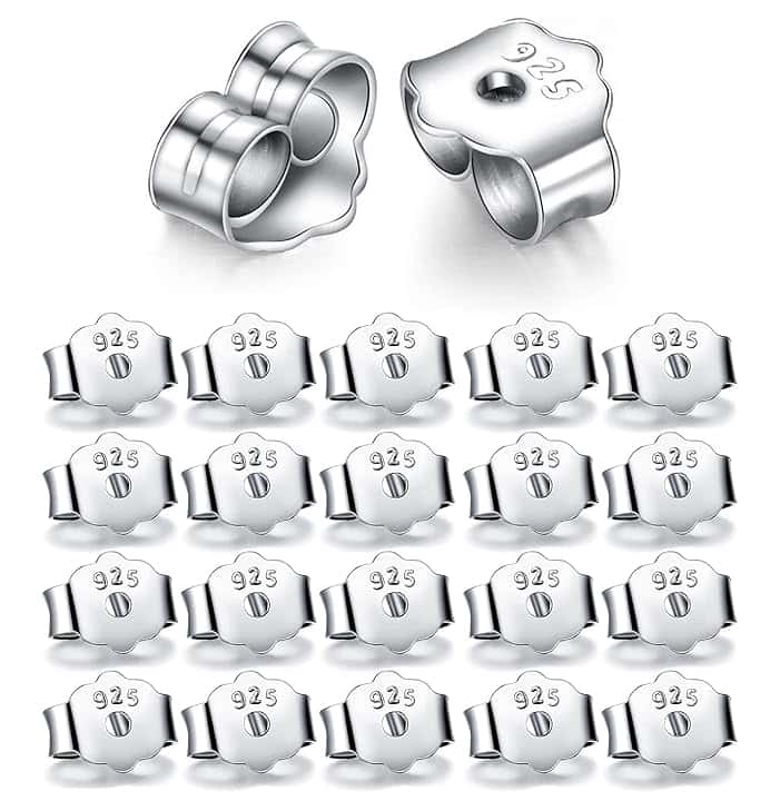 Yzmmxz 20 Pezzi Farfalline Per Orecchini Argento 925, Farfalline Per Orecchini, Chiusura Orecchini, Orecchini Farfalla