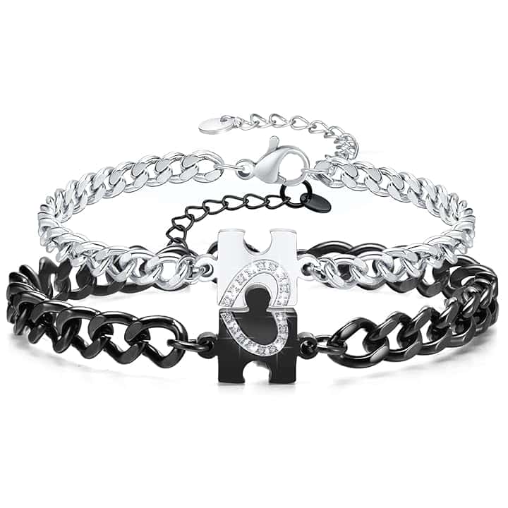 Gkmamrg Bracciali per coppia, per fidanzato, compagno o marito, ideale per Natale, 16-24 cm, acciaio inossidabile, 16cm-24cm, Acciaio inossidabile