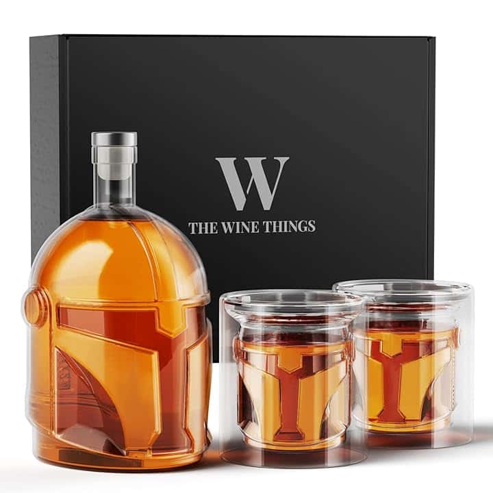 Set di decanter per whisky con 2 bicchieri per uomo e papà, regalo unico per marito, fidanzato, fratello, idee regalo per Natale, anniversario, compleanno, accessori per bere per casa