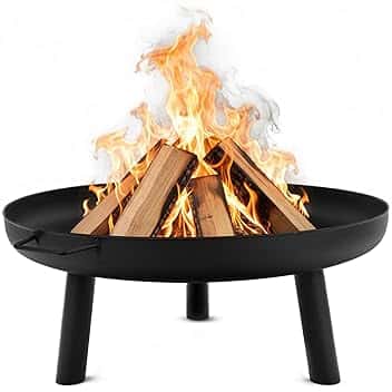 LEHMANN Braciere da Giardino Ø 80 cm - 3 Gambe Stabili, 2 Maniglie, Drenaggio Acqua - Braciere da Esterno per Terrazza, Giardino, Campeggio - Struttura in Acciaio - Robusta e Durevole - Nero