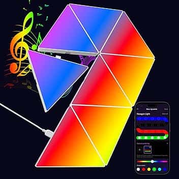 Pannello LED triangolare RGB – Grande triangolo da gioco lampada da parete Triangle Light Smart Panel luci musica sinc luce modulare lampada gioco regalo per gamer room decorazione (8 pezzi grande