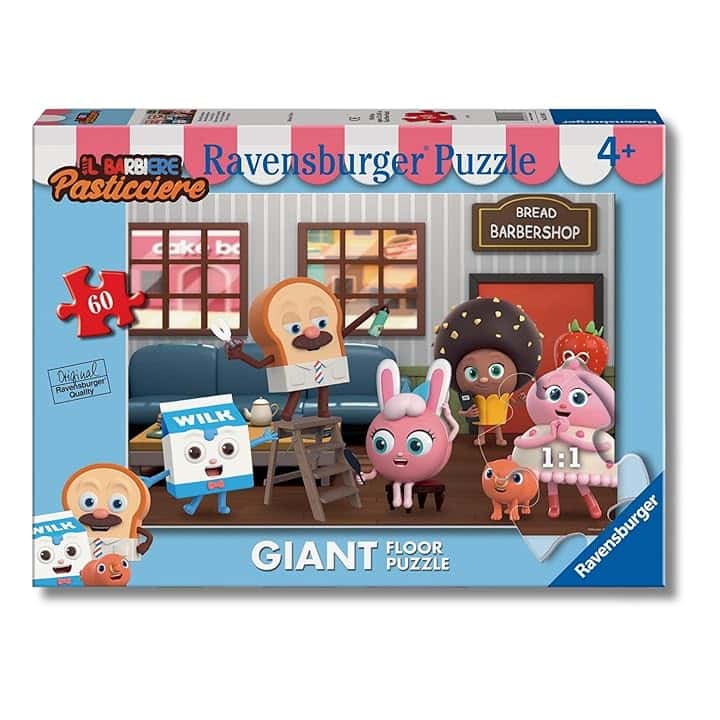 Ravensburger - Puzzle Barbiere Pasticcere | Puzzle Bambini 4 Anni | Puzzle 60 Pezzi Bambini Da Pavimento 70x50 Cm | Giochi Bambini 4 Anni | Regalo Bambina 4 Anni E Bambino | Giochi Barbiere Pasticcere