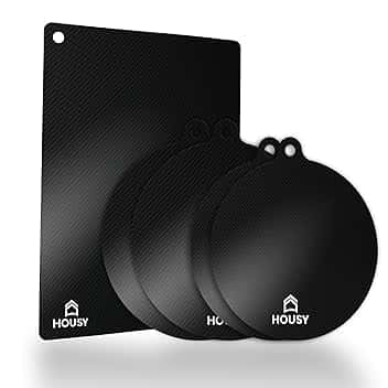 HOUSY Protezione Piano Induzione Antigraffio e Resistente al Calore - Set Tappetini Sottopentola e Copri Piano Induzione in Fibra di Vetro Lavabile e Sicura per la Cucina (5 Pezzi)