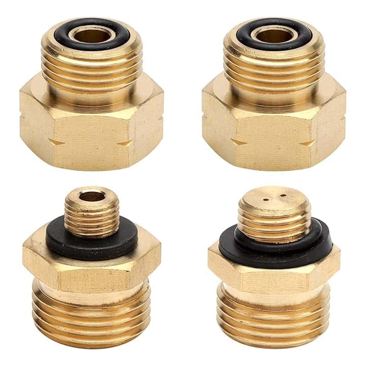 Adattatore bombola gas Set di 4 pezzi di kit europeo adattatori bombole gas adattatori per bombole del gas Realizzato in ottone per collegare i regolatori di pressione alle bombole di gas straniere