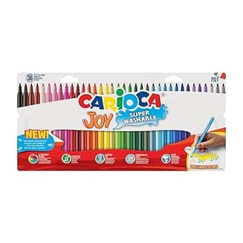 CARIOCA Pennarelli Joy Paperboard Wallet, Pennarelli Colorati per Bambini con Punta Fine, Ideali per Disegnare e Colorare, Super Lavabili, Colori Assortiti, 36 Pezzi