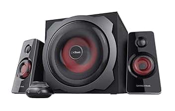 Trust Tytan Set Altoparlanti 2.1 con Subwoofer, Risparmio Energia, Nero/Rosso