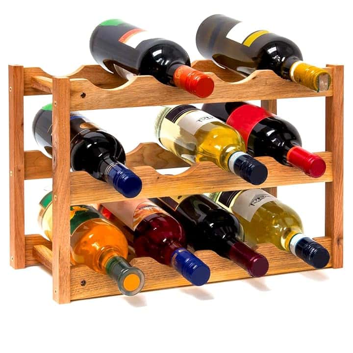 AviliaHome Portabottiglie Vino in Bambù 12 Bottiglie - 3 Ripiani Salvaspazio & Design Ecologico, Compatto 42x21x28cm- Montaggio Facile & Veloce - Perfetto per Cucina, Cantina, Soggiorno