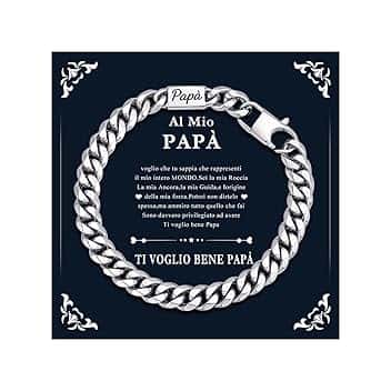 Gamtic Regalo Papà Marito Uomo Bracciale - Acciaio Inossidabile 316L Cuba Braccialetto Ti amo per sempre Cubano Catenina Bracciali 19/21/23 cm, Regali per Festa del Papà Natale Compleanno San Valentino