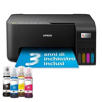 Epson EcoTank ET-2862 Stampante Multifunzione A4 con Serbatoi Ricaricabili Alta Capacità, 4 Flaconi Inclusi fino a 3600pag B/N 6500pag Colore, ottieni 20€ di cashback