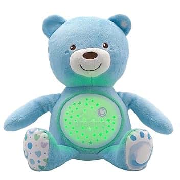 Chicco First Dreams Orsacchiotto Peluche Baby Bear, Soffice Pupazzo Proiettore con Luce Notturna Bambini, Effetti Luminosi e Rilassanti Melodie, Azzurro - Giochi Neonato 0 Mesi +