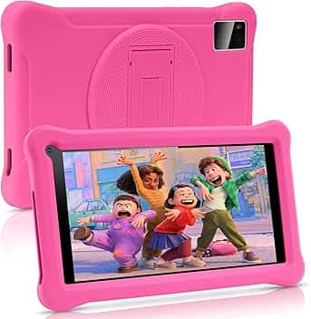 Tablet per Bambini 7 Pollici, Android, 3+5 RAM 64GB ROM (TF Card 128GB), Google Certificated, Kids Software Pre-Installato, Wifi, con Custodia Protettiva Antiurto