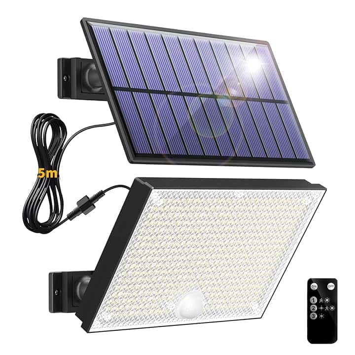 Faretto Led da Esterno Solare,400LED Luci Solari da Giardino,3 Modalità Luce Solare LED Esterno con Sensore di Movimento, Bianco Freddo Impermeabile Lampada solare da esterno per Illuminare