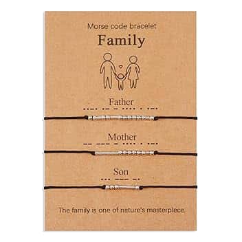 VU100 2/3/4 Codice Morse Bracciale Set Regalo Festa del Papà Regalo Gioielli Fatti A Mano Formato Regolabile Fatto A Mano per Papà Mamma Figlio Figlia Famiglia