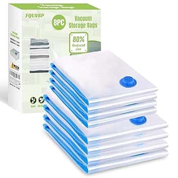 Sacchetti Sottovuoto Vestiti Buste Sottovuoto Vestiti 8 Pezzi 4*Grandi 80x60cm+4*Piccolo 60x40cm Sacchi Sottovuoto Riutilizzabili per Coperte Lenzuola Piumoni Cuscini