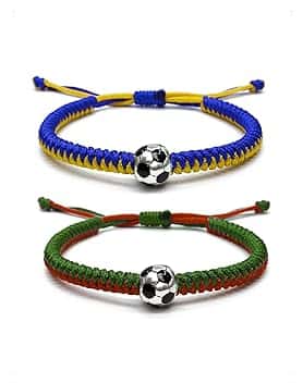 KONFEN Set di 1/2 Braccialetti da Calcio per Bambini, Braccialetti dell'Amicizia Regolabili, Braccialetto Intrecciato da Calcio Regolabile, Regalo di Football per Bambini Sportivi, Adolescenti