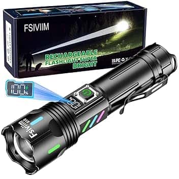 Torcia LED Potente Professionale, 1,000,000 Lumen Torcia Led Ricaricabile Potente, Torcia Ricaricabile USB, zoomabile, 5 modalità， Per Campeggio Trekking Emergenza